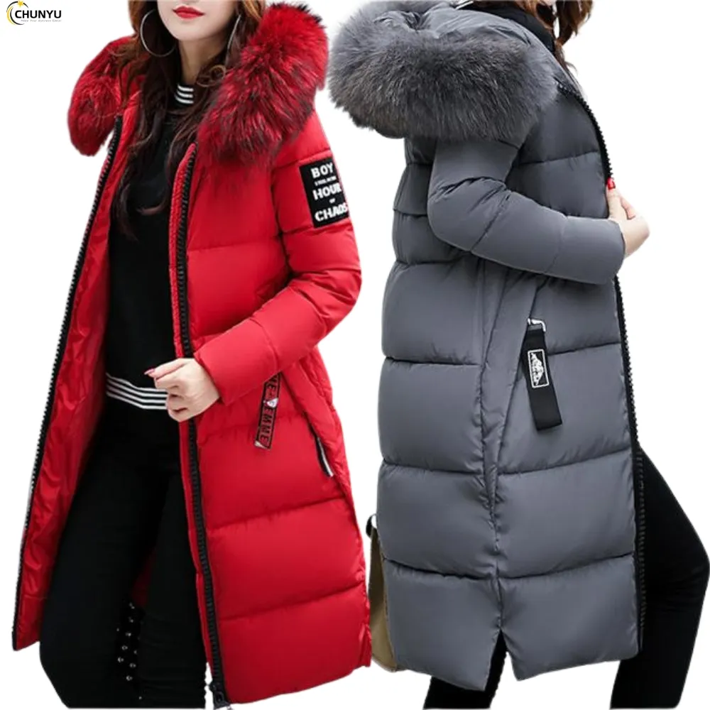 Casaco de inverno preto com zíper preto para mulheres, casaco quente e fofo de pele sintética, casaco comprido de comprimento médio, 2024