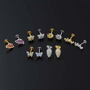 Pendientes <span class=keywords><strong>de</strong></span> Hélice Superior <span class=keywords><strong>de</strong></span> 16g con Parte Trasera Plana, <span class=keywords><strong>de</strong></span> Acero Quirúrgico con Rosca Interna, con Hilo <span class=keywords><strong>de</strong></span> Oro <span class=keywords><strong>de</strong></span> 18k, para <span class=keywords><strong>Piercing</strong></span> <span class=keywords><strong>de</strong></span> <span class=keywords><strong>Labio</strong></span> Superior, Joyería <span class=keywords><strong>de</strong></span> Moda - Product Image 2