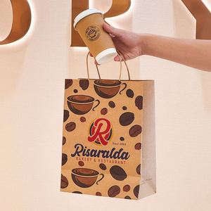 Bolsas de Papel Kraft Marrón Biodegradables y Reciclables con Impresión de Logotipo Personalizado para Comida Rápida, Comida para Llevar y Empaquetado de Cafeterías - Product Image 1