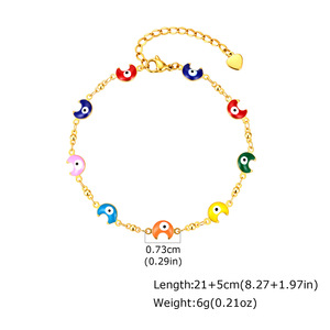 Nueva Pulsera de Tobillo de Acero Inoxidable con Esmalte, Diseño <span class=keywords><strong>Pac</strong></span>-<span class=keywords><strong>Man</strong></span>, Ajustable, Impermeable e Hipoalergénica para Mujer - Product Image 1