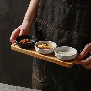 Juego de Platos Redondos de Cerámica para Salsas, Color Blanco y Negro con Textura de <span class=keywords><strong>Roca</strong></span>, <span class=keywords><strong>Plato</strong></span> de Servicio para Restaurantes para Servir Salsas de Aperitivos - Product Image 4