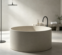 Baignoire autoportante en pierre artificielle à finition mate, cylindrique, ronde, de luxe, pour la maison, l'hôtel, la villa, la salle de bain