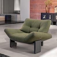 Chaise longue de luxe légère, design nordique minimaliste moderne haut de gamme, pour villa, salon, canapé individuel en cuir véritable et tissu