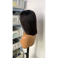 Perruques courtes à frange sans colle 3by1, cheveux humains, coupe droite, femmes noires, cheveux vietnamiens, raides, bruts, HD, frange, 10 pouces