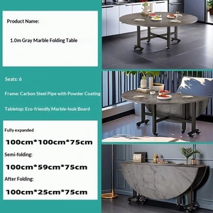Tavolo da Pranzo Moderno Pieghevole con Ruote, Espandibile, Salvaspazio per <span class=keywords><strong>Cucina</strong></span>, Scrivania Mobile per Piccoli Appartamenti - Product Image 5