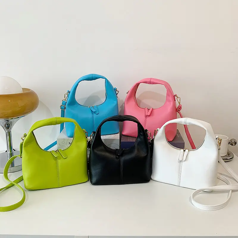 Classic candy color pu leather ladies hobo bag fashion women handbags bags for girls women