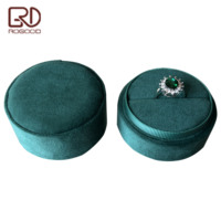 Boîte cylindrique en velours vert de haute qualité ROGOOD pour bague, boucles d'oreilles, emballage rond, boîte cadeau pour demande en mariage, bague de mariage P1966