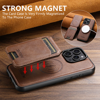 SUTENI untuk iPhone 17 Pro Max Casing Ponsel Pengisian Daya Nirkabel Magnet Tempat Kartu Stand Dompet 2-in-1 Kulit Imitasi 16 Plus 15 14 13