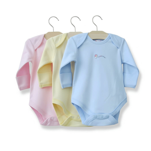 Body bébé 100% coton à manches longues, col enveloppe, vêtement vierge pour impression <span class=keywords><strong>de</strong></span> motifs personnalisés, sans étiquette, vêtements pour nouveau-nés - Product Image 1