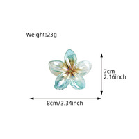 Pinza de Pelo con Forma de Garra de Tiburón para Mujer, con Flor de Frangipani Colorida, de Plástico, para Bodas Hawaianas en la Playa, Uso Diario