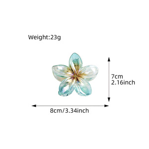 Pince à cheveux griffe de requin pour femme, motif <span class=keywords><strong>fleur</strong></span> de <span class=keywords><strong>frangipanier</strong></span> colorée, en plastique, pour mariage hawaïen, plage et usage quotidien - Product Image 3