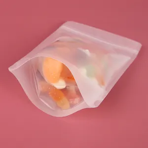 Stock de pochette debout transparente finition mate avec fermeture à glissière 1OZ doy pack sacs d'emballage sous vide pour noix sac d'emballage de collation