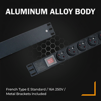 Multiprise PDU de base pour la France, 6 prises 16A, en aluminium, à montage en rack, avec protection contre les surtensions, pour systèmes de sécurité, télécommunications et audiovisuels