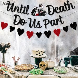 Bannière <span class=keywords><strong>de</strong></span> fête du jour des morts à paillettes noires "jusqu'à ce que <span class=keywords><strong>la</strong></span> <span class=keywords><strong>mort</strong></span> nous sépare" pour les décorations <span class=keywords><strong>de</strong></span> fête <span class=keywords><strong>de</strong></span> mariage d'Halloween Bachelorette S264 - Product Image 5
