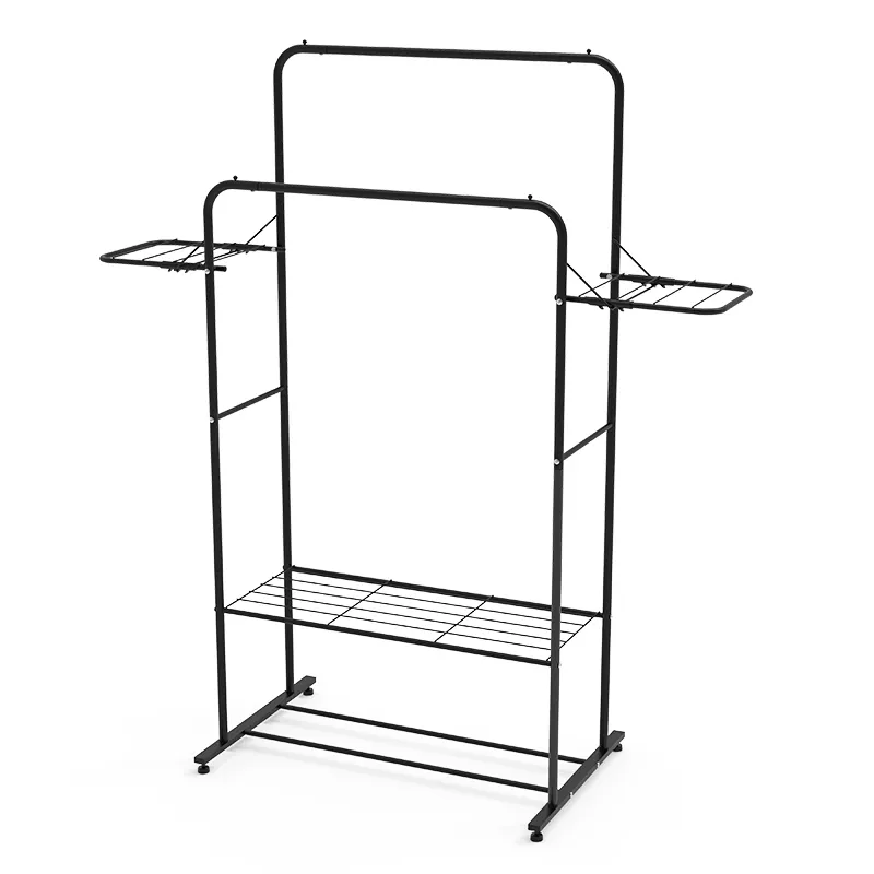 Factory Supplying Clothing Display Racks Double Pole With Shelf Wall Mounted Clothes Rail Swimwear Hanger Cloth Drying Stand