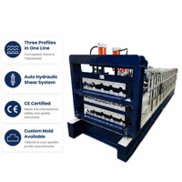 Machine de formage à rouleaux à trois couches 3 en 1 pour toitures IBR, ondulées et trapézoïdales