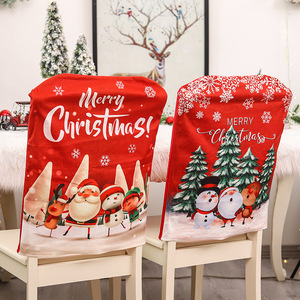 Housse de chaise de Noël imprimée avec motifs de dessins animés, Père Noël, Bonhomme de neige, Joyeux Noël, décorations et ornements - Product Image 3