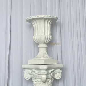 Ensemble de colonnes romaines en bois blanc pour mariage, pot de fleurs et vase paysager, style romantique et tendance - Product Image 2