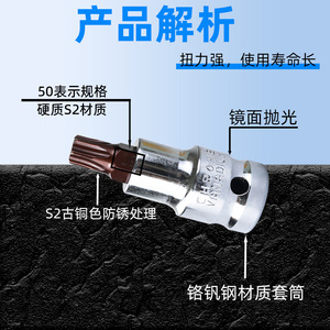 Hex T-type Screwdriver <b>Socket</b> 55mm 1/2 In S2 Alloy Steel Industrial Grade For Hex <b>Screws</b> - Product Image 3