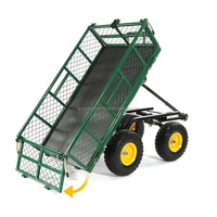 Chariot de jardin en acier Chariot utilitaire en métal avec chariot à benne basculante Camion à benne basculante Brouette pour cour de jardin Remorque à benne basculante