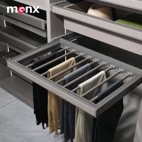 Panier de rangement coulissant à quatre niveaux en cuir avec compartiments, coulisses à amortissement silencieux, accessoires de placard, organisateur de tiroir