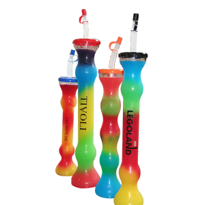 Plastic Cups Cup With Straw Bubble Shape Plastic Long Drink Cups For Beverage Slush Cup Party Yard Cup With Straw