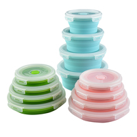 Bol pliable en silicone de qualité alimentaire durable avec couvercle Ensemble de vaisselle pliable pour la maison, l'extérieur et la cuisine