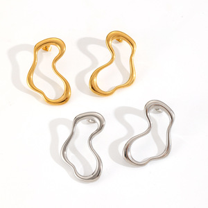Irregular Geometric Hoop <b>Earrings</b> Stainless Steel Gold <b>Silver</b> <b>Stud</b> <b>Earrings</b> For Women Fashion Jewelry TE60288 - Product Image 3