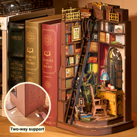 Robotime Rolife 3D Puzzles en bois TGE02 Silent Corner Study Book Nook Shelf Insert Kit DIY Miniature House