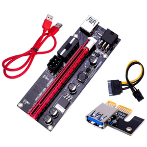 PCIE1X การ์ดแปลง PCI-E เป็น16X สายต่อการ์ดกราฟิก <span class=keywords><strong>Ver009S</strong></span> คู่6Pin สีดำทอง - Product Image 2