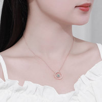 Collier en argent sterling S925 micro-ensemble moderne de luxe rond flottant médaillon étoile