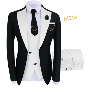 Costume <span class=keywords><strong>Homme</strong></span> Grande Taille Trois Pièces de Haute Qualité Coupe Slim <span class=keywords><strong>Veste</strong></span> <span class=keywords><strong>Pantalon</strong></span> Devant Plat avec Braguette Zippée <span class=keywords><strong>pour</strong></span> <span class=keywords><strong>Mariage</strong></span> Affaires - Product Image 3