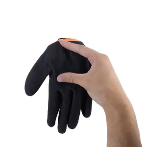 Usine en gros 13G orang polyester noir finition Latex Gants de Construction Sécurité industrielle Gants de travail enduits de Latex