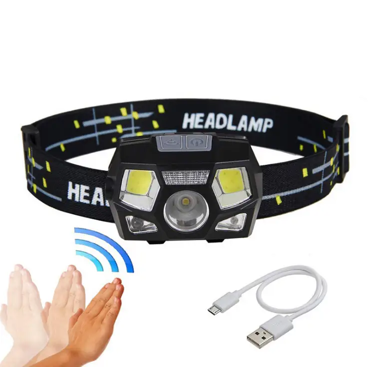 adventure rechargeable led camping headlamp motion sensor head lamp with red lights