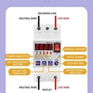 สวิตช์ป้องกันการรั่วไหลแรงดันเกิน AVLS-63 RCBO 230V 50/60Hz สำหรับครัวเรือน - Product Image 3