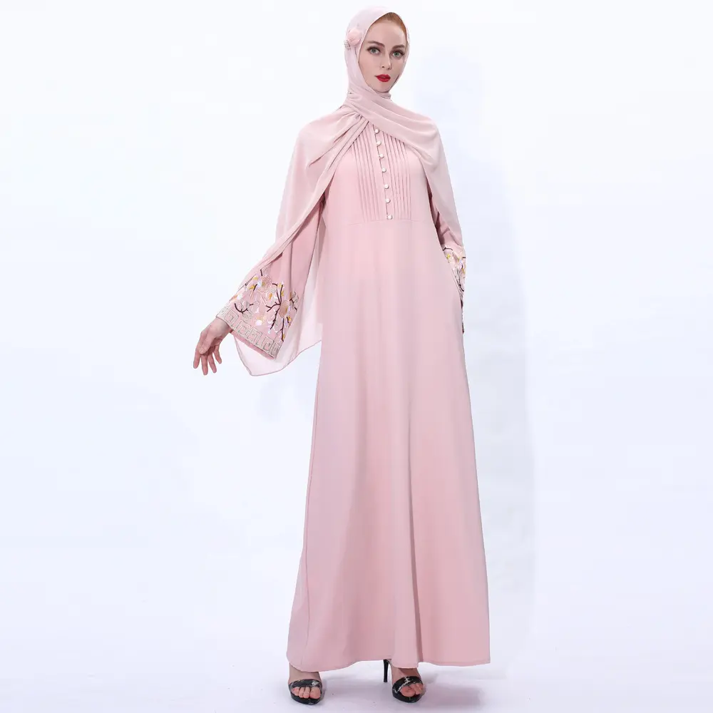Vestido novo Design islâmico Abaya em Dubai Árabe manga comprida vestido de muçulmano caftan Vestuário Islâmico da malásia Para As Mulheres bordado