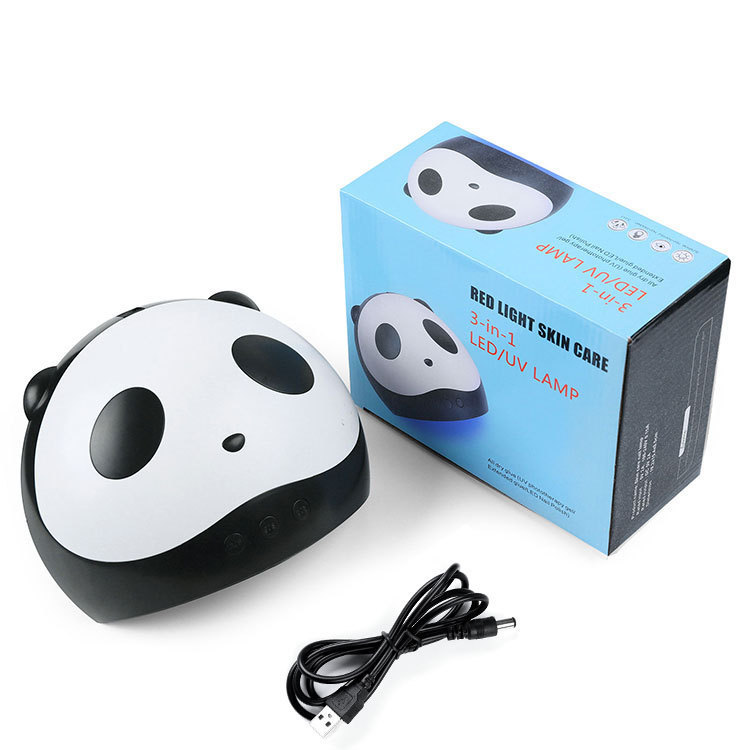 Portable 36W Panda UV LED Lamp with 12pcs UV Beads Manicure Nail Gel Dryer USB Charging Electric Plastic Color Box