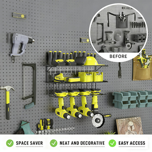Organizador de Herramientas Eléctricas con 4 Ranuras para Taladros, Soporte de Pared para Garaje, Organización Flexible y Plegable de Metal y Hierro para Armario - Product Image 3