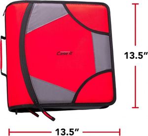 <b>Case</b>-it Factory Wholesale Factory Sized Zip Tab 4-Inch 3 D-Ring Zipper Binder with 5-Tab <b>File</b> Folder, Red - Product Image 4