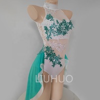 Robe de pole dance une pièce pour femmes LIIU HUO Green Diamond, compétition, entraînement, personnalisable, robe de danse lyrique