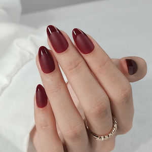 Luxe Amande <span class=keywords><strong>Faux</strong></span> <span class=keywords><strong>Faux</strong></span> Ongles <span class=keywords><strong>Faux</strong></span> Ongles En Gros Gel Doux De Noël En Vrac Rouge Mat Français Bâton Appuyez sur Ongles Ensemble En Gros - Product Image 2