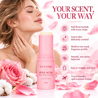 Baume de parfum solide Rose Musc Marque Blanche Sans Alcool, Parfum de Poche avec Huile de Jojoba, Beurre de Karité et Vitamine E