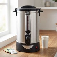 Distributeur d'eau chaude électrique commercial en acier inoxydable de 120 tasses avec robinet pour hôtel et buffet