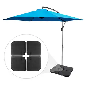 4 adet plastik şemsiye tabanı açık şemsiye standı kare şekilli konsol ofset su veya kumla dolu bahçe Backyard için