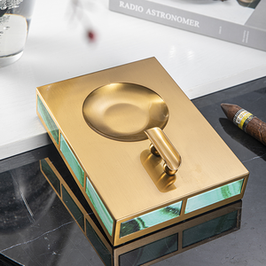 Cendrier en laiton haut de gamme, style européen, <span class=keywords><strong>maison</strong></span>, table basse, cendrier doré, hôtel, cendrier personnalisé - Product Image 2