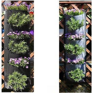 6 Pockets Garden Wall Hanging Planting Bags <b>Vegetable</b> Green Plant Grow <b>Planter</b> Vertical Felt Fabric Nursery Bags Garden Supplies - Product Image 5