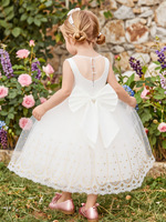 Robe en tulle blanc pour bébé fille, grande boucle, robe de princesse pour mariage, robe de demoiselle d'honneur