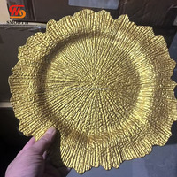 Assiette de présentation en plastique PP lisse de 13 pouces, décoration de mariage, or, argent, hurricane
