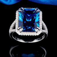 Luxuriöser Bling CZ Rosa Saphir Iced Out Ring Schmuck Sterling Silber Zirkon Ring