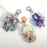 Transparent personnalisé acrylique porte-clés porte-clés en plastique en vrac accessoire mignon porte-clés pas de quantité minimale de commande en gros pas cher Anime époxy paillettes